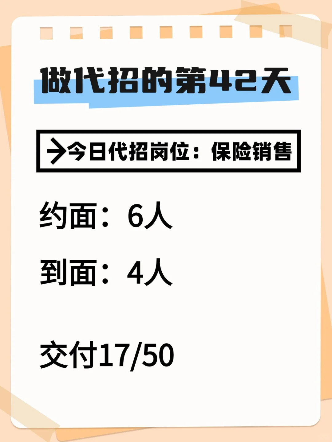 做代招的第42天，新单交付进度17/50