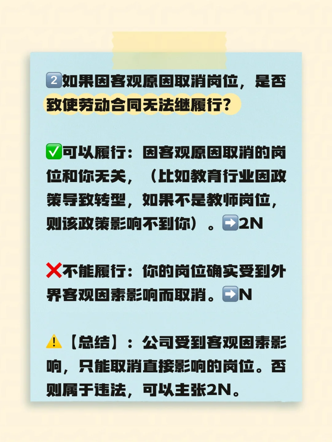 岗位取消，公司裁员，应该给N还是2N？