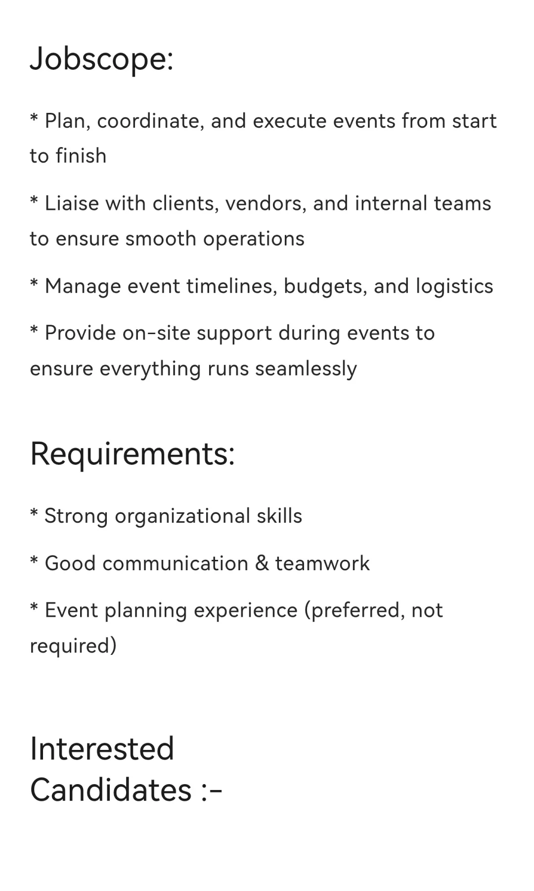 Event Company招人啦