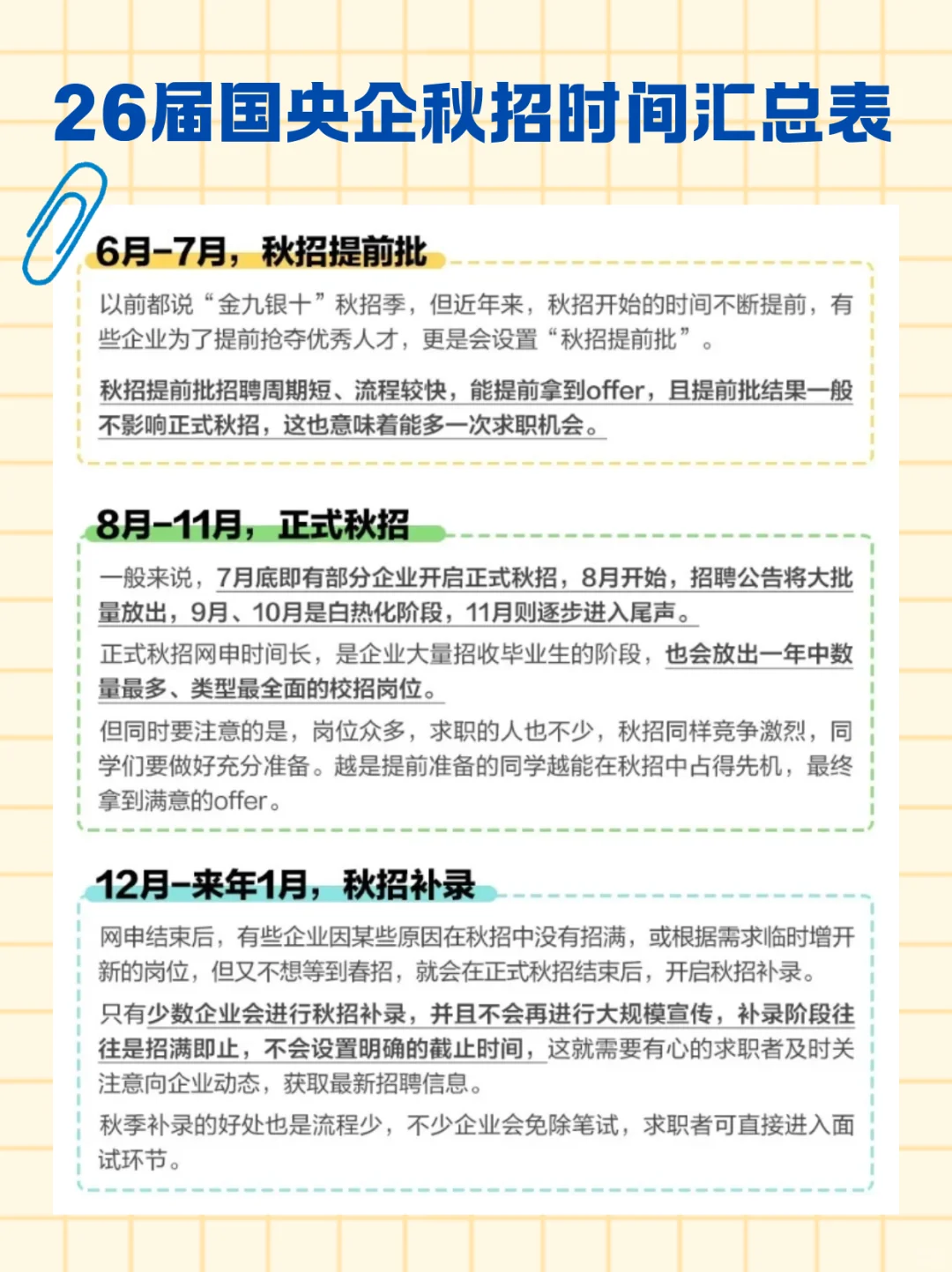 应届生请查收✉️国央企秋招时间线