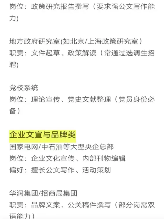 汉语言文学专业必投的央国企——秋招篇