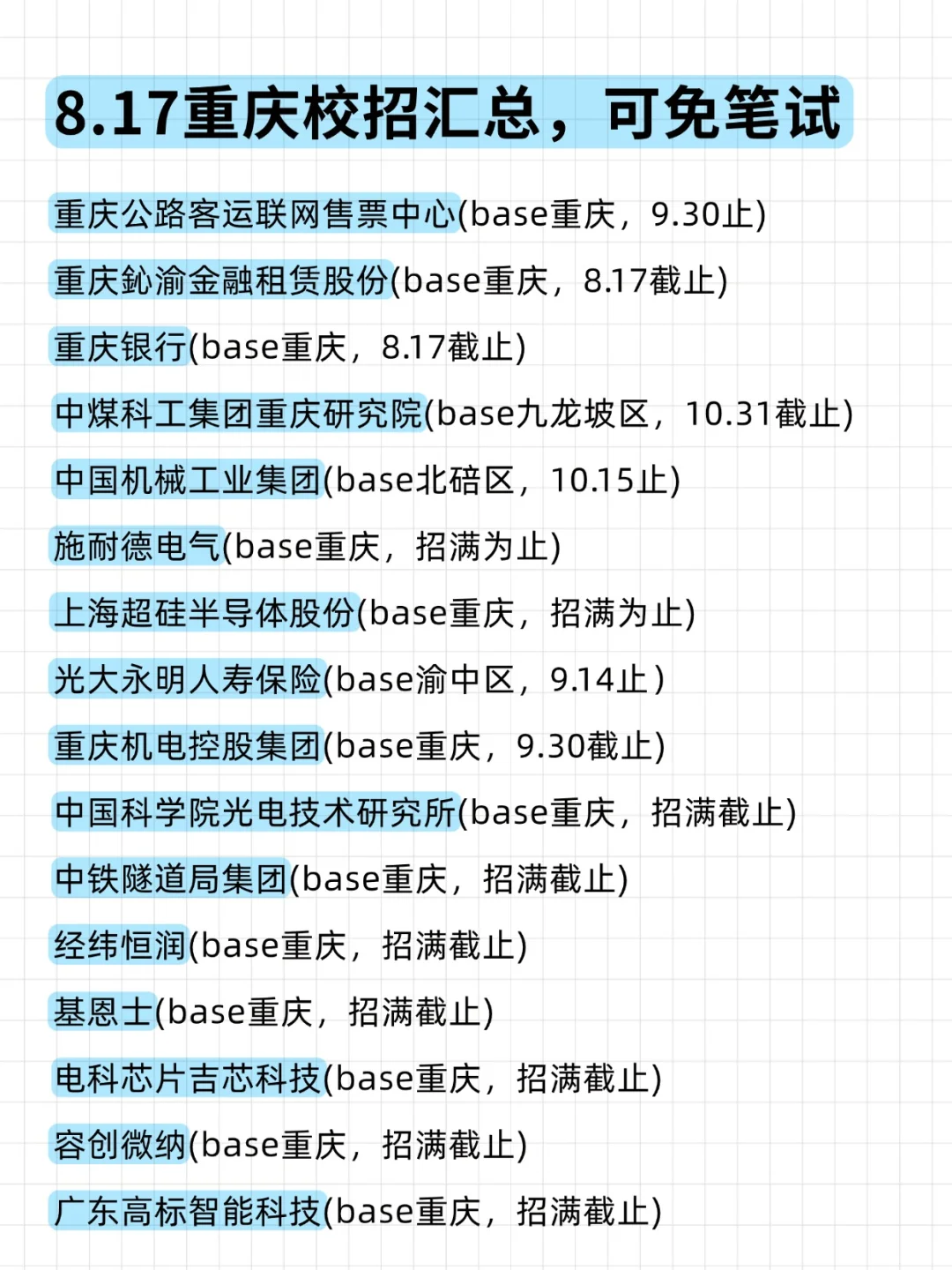 8.17 两眼一睁就是投重庆校招！