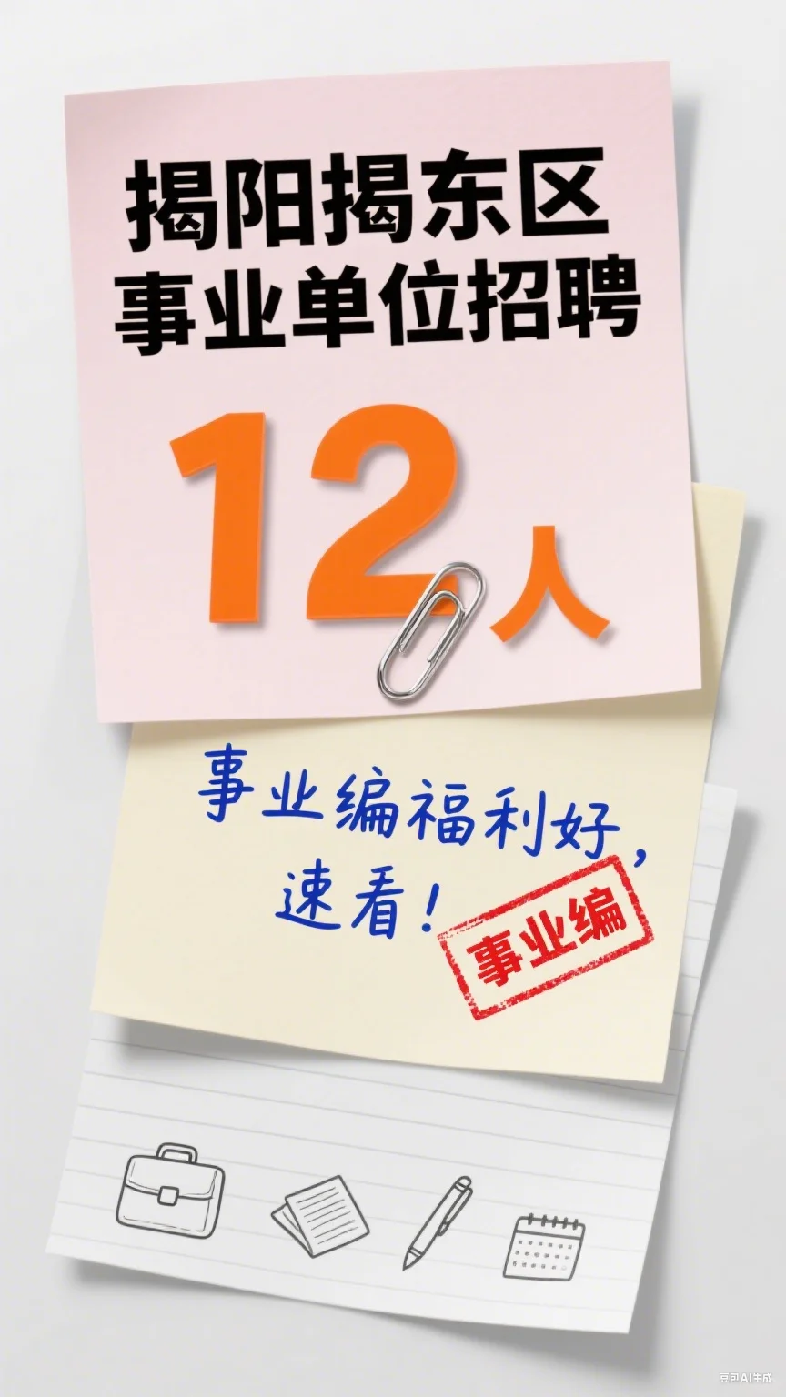 揭阳事业单位招聘 12 人！事业编！