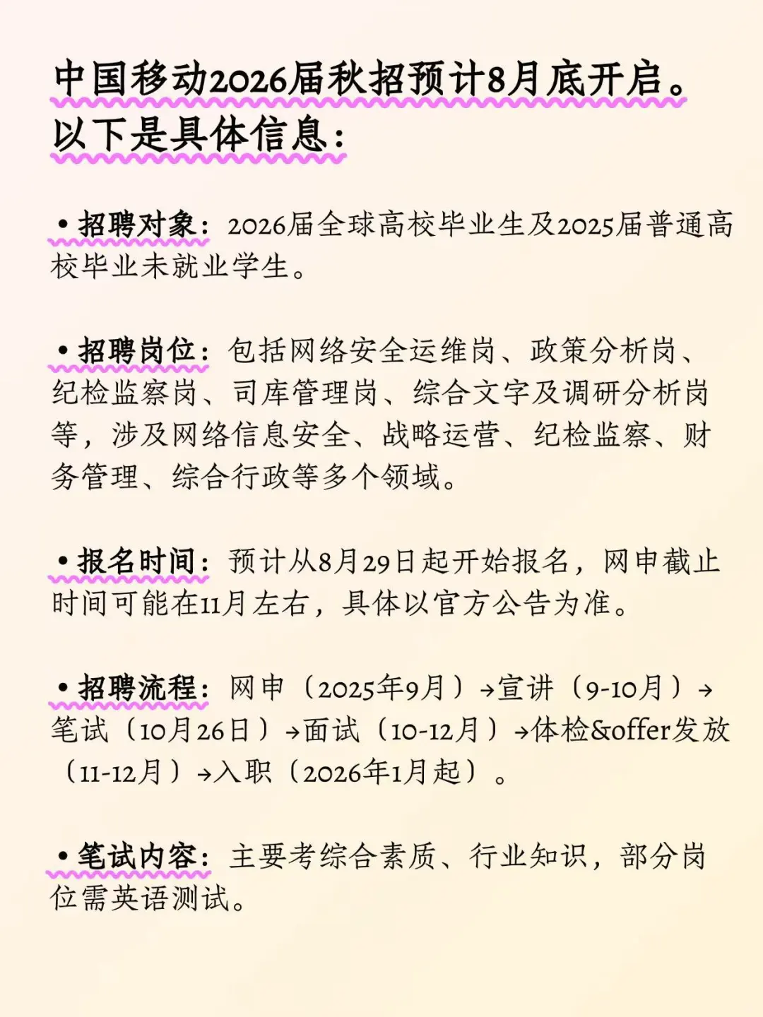 26中国移动秋招风向已经很明显了！