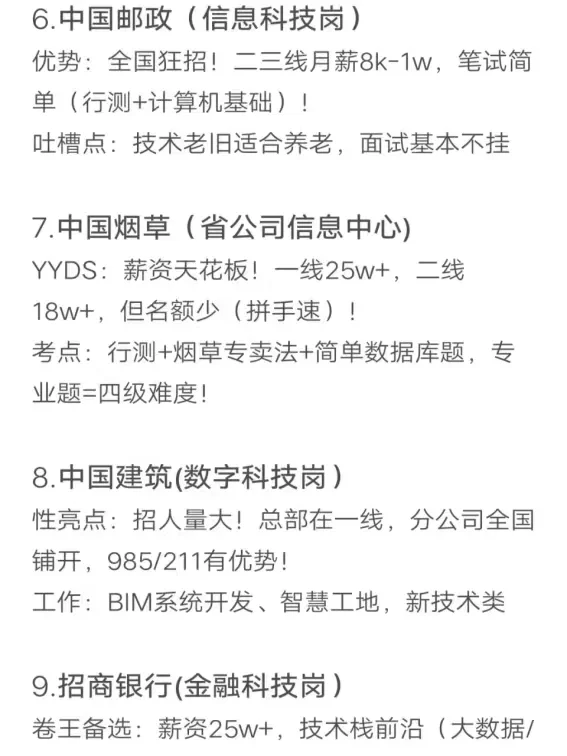 计算机类专业必投的央国企——秋招篇