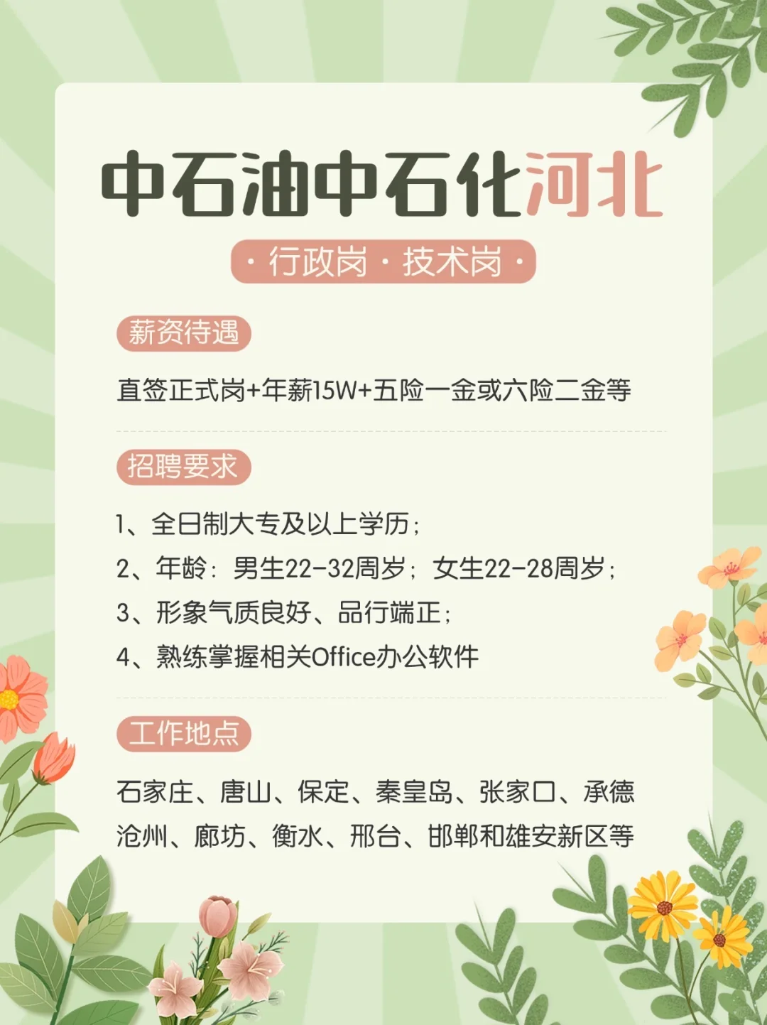河北靠谱好工作中石油中石化好岗位找工作