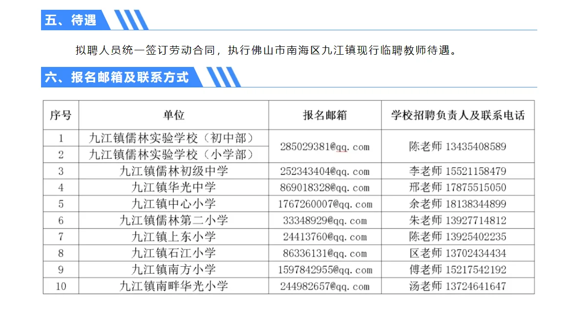 九江镇公办学校临时聘用专任教师（第二场）