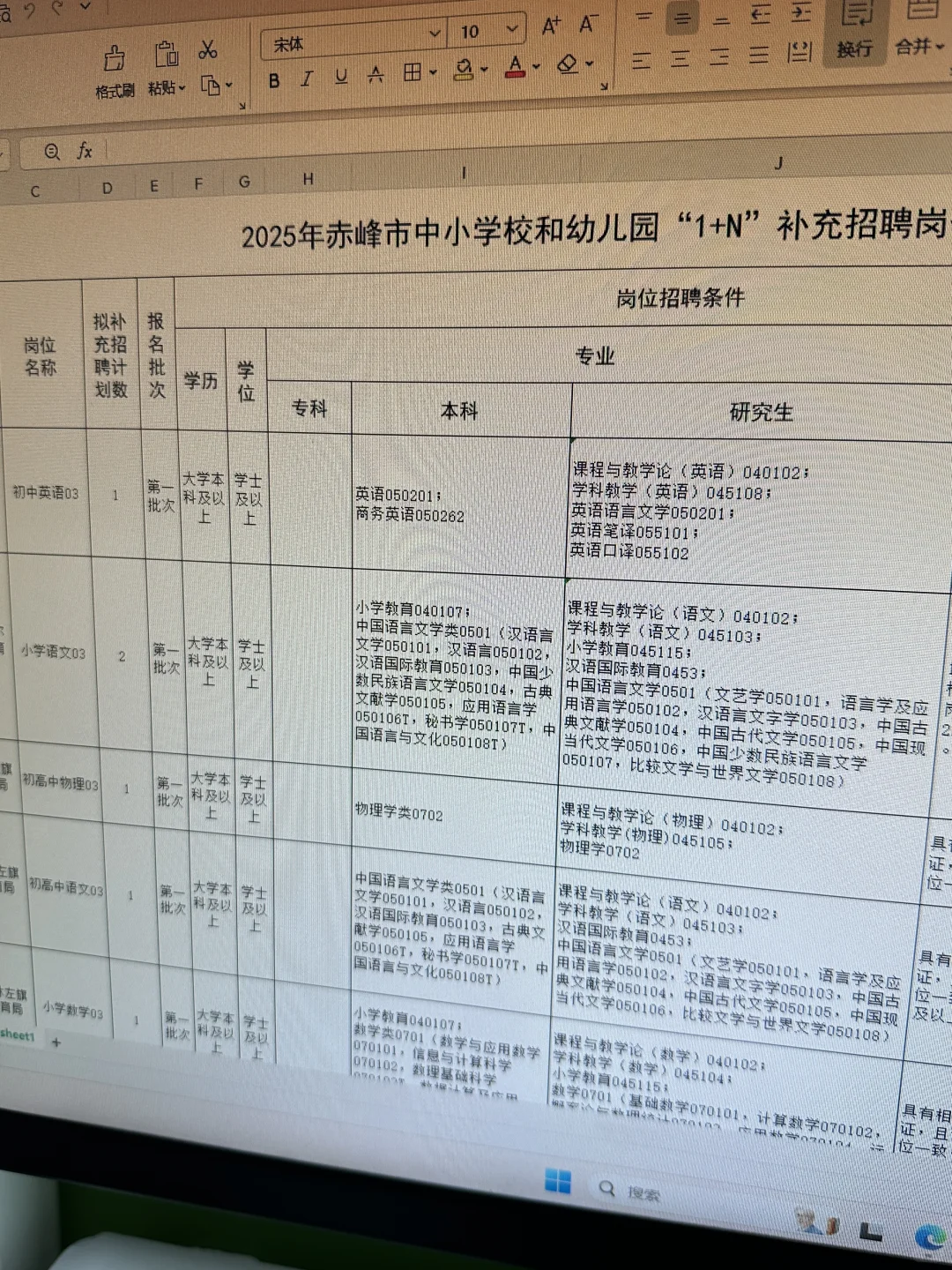 25赤峰教招“1+N”补录来了！岗位表速查！