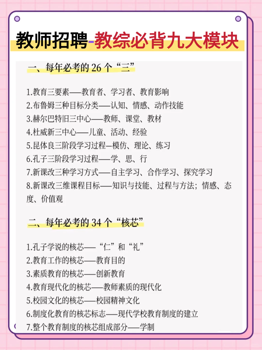 8.24信阳淮滨教师招聘就这几页，熬夜背吧