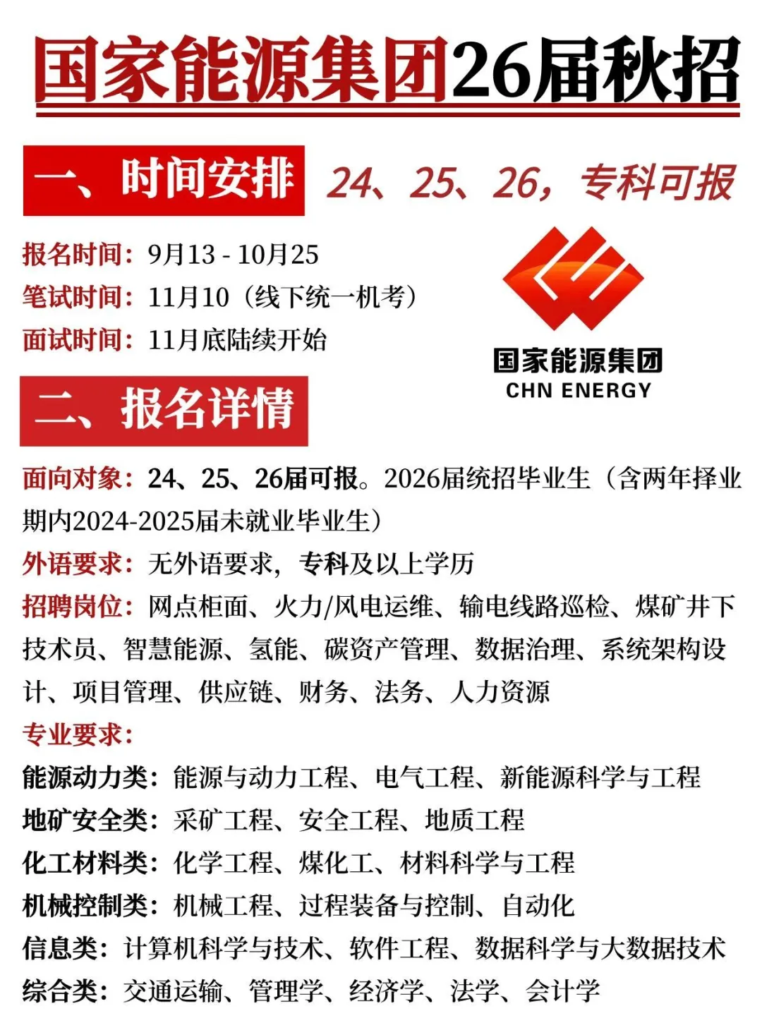 国家能源2026届校园招聘预热中……