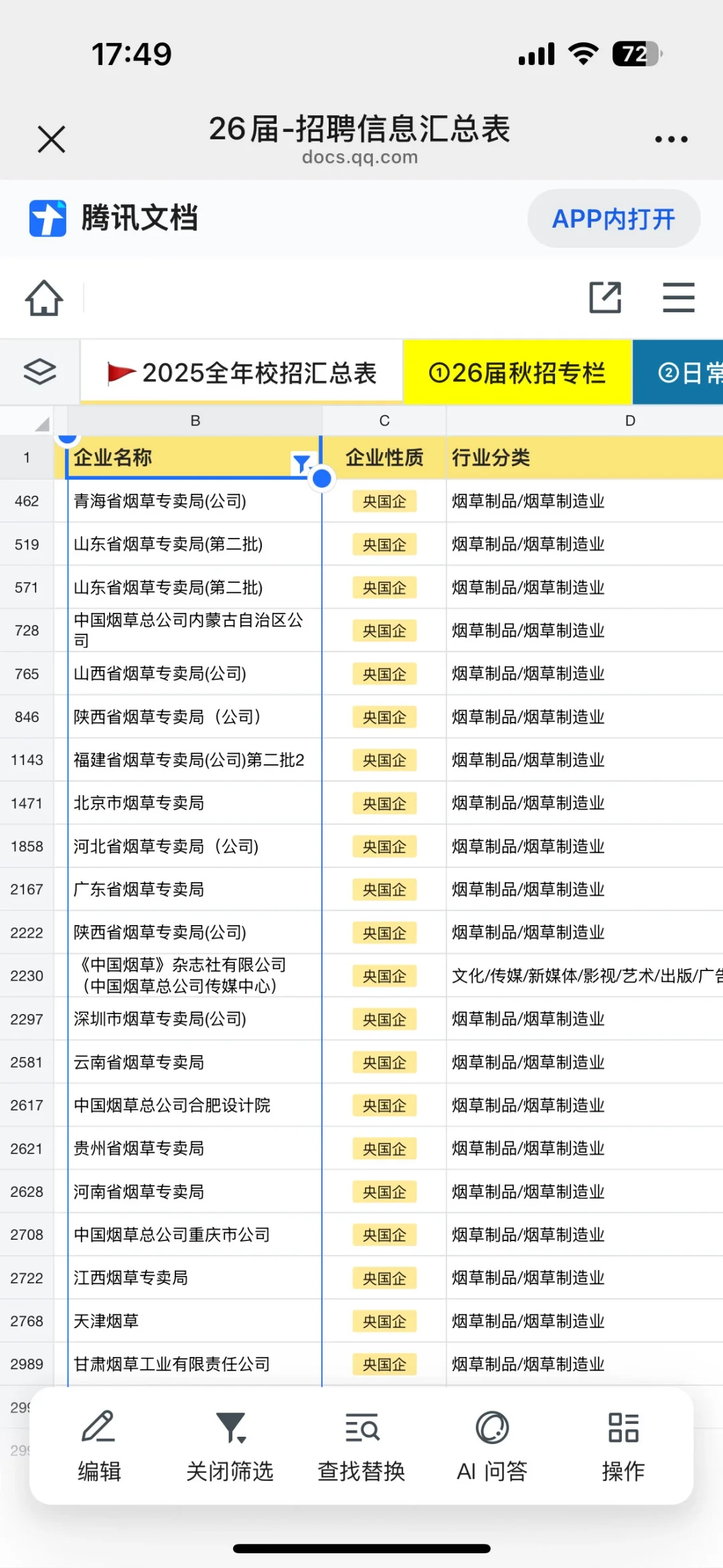 八月份有没有愿意来烟草局的同学啊