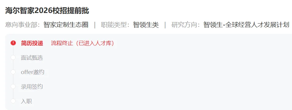 26秋招 | 提前批第一封拒信来自Haier