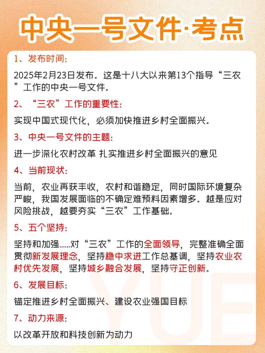考点集合！2025中央一号文件