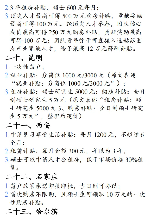 2025年人才引进：全国25个城市