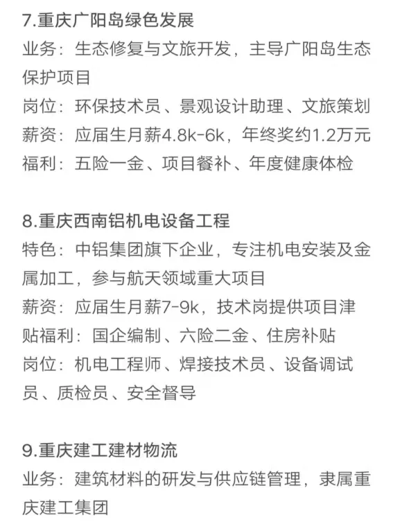 应届生秋招一定要求的央国企（重庆篇）