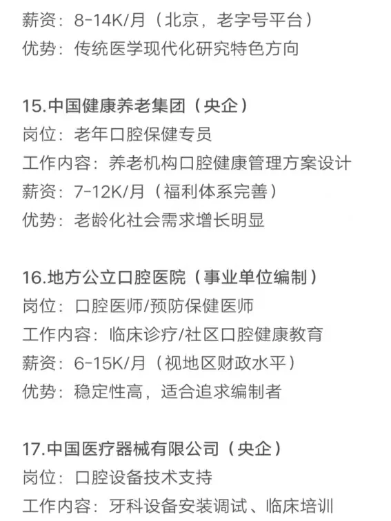 口腔医学专业秋招可以投的央国企（4）