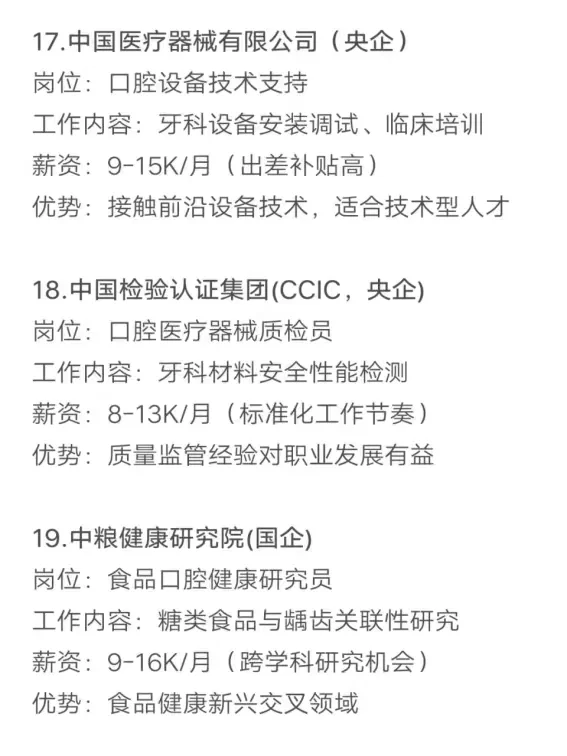口腔医学专业秋招可以投的央国企（4）