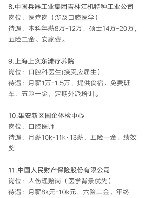 口腔医学专业秋招可以投的央国企（4）