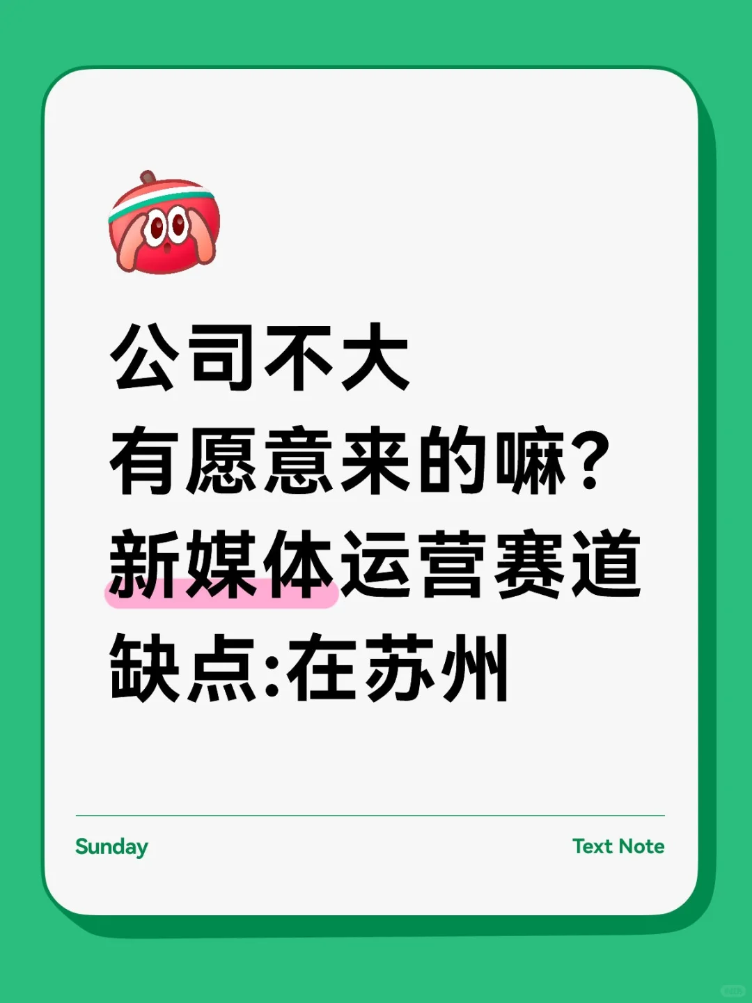公司不大，有愿意来的嘛？