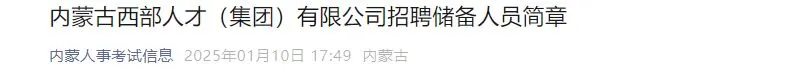内蒙古西部人才有限公司招聘储备人员简章