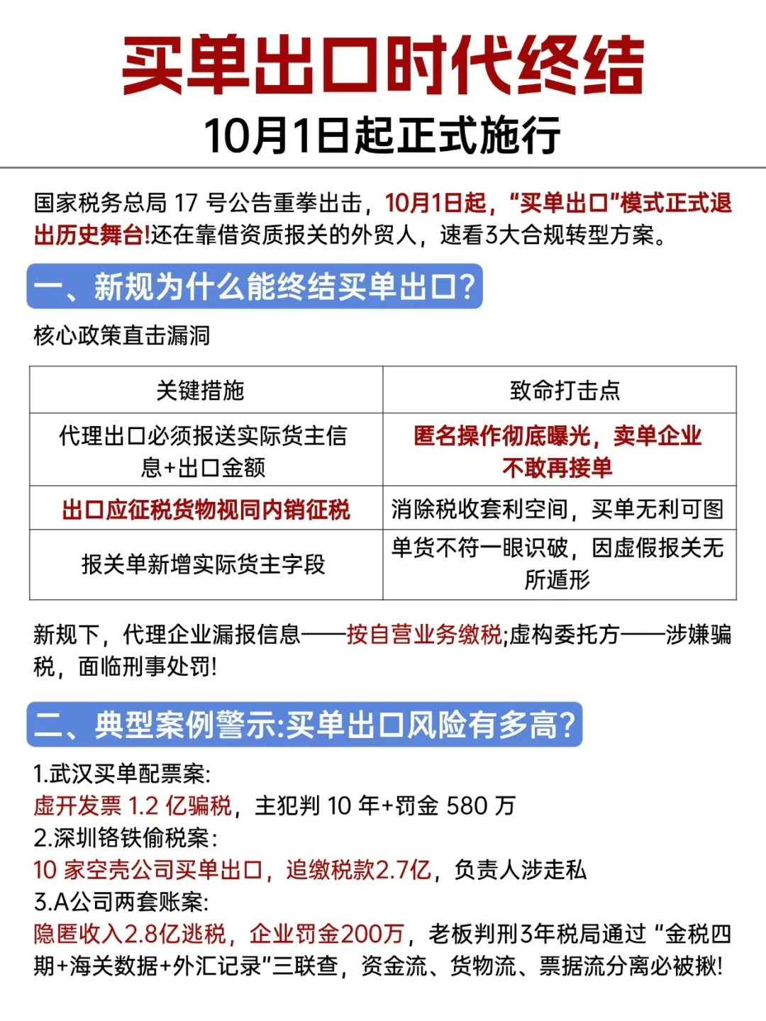 10月起买单出口模式将全面终止🔥