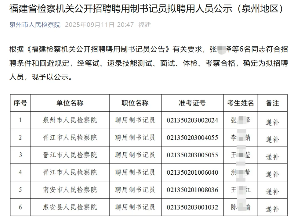 羡慕！又递补了好多省聘书记员！