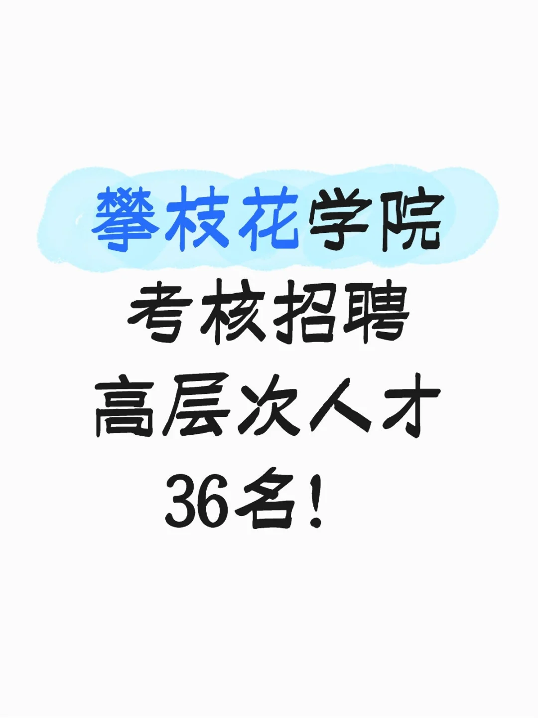 攀枝花学院考核招聘高层次人才36名！
