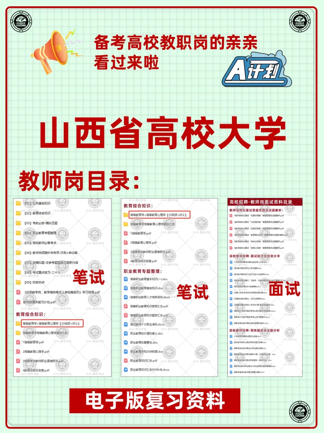 山西省高校大学教职人员招聘复习备考资料