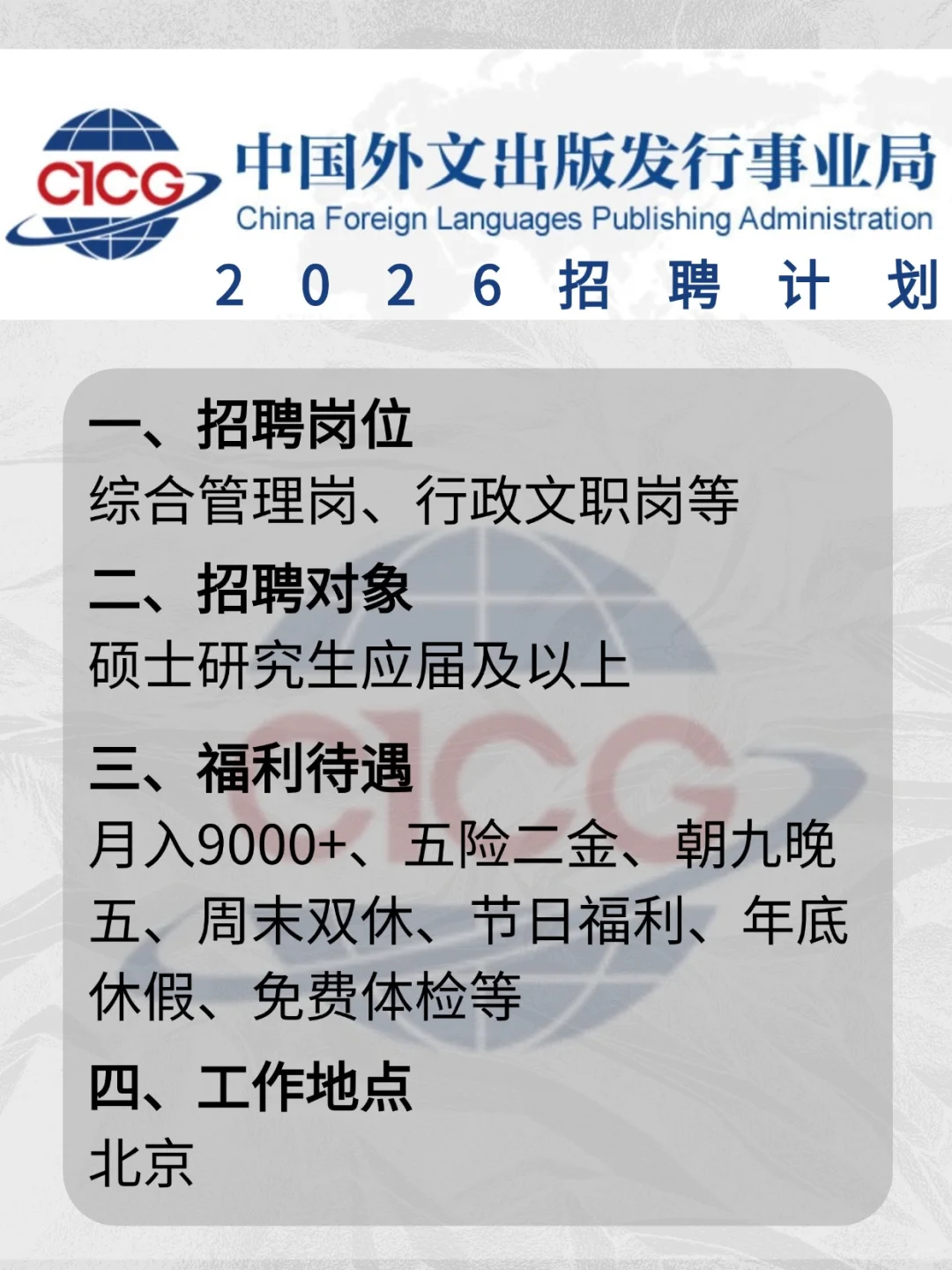 中国外文局！开始投递！