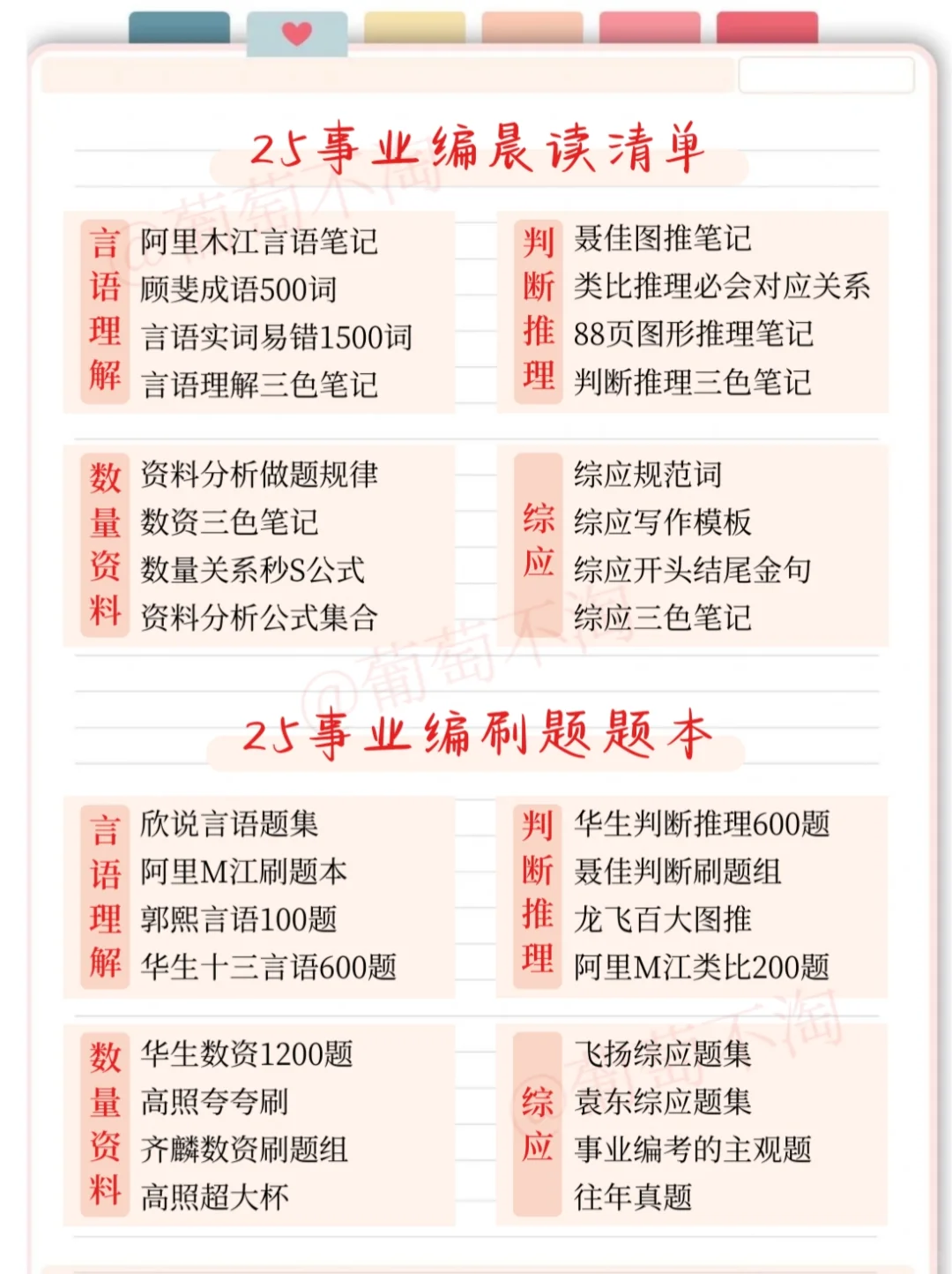 25下事业编完整版备考计划（从9.7日开始）