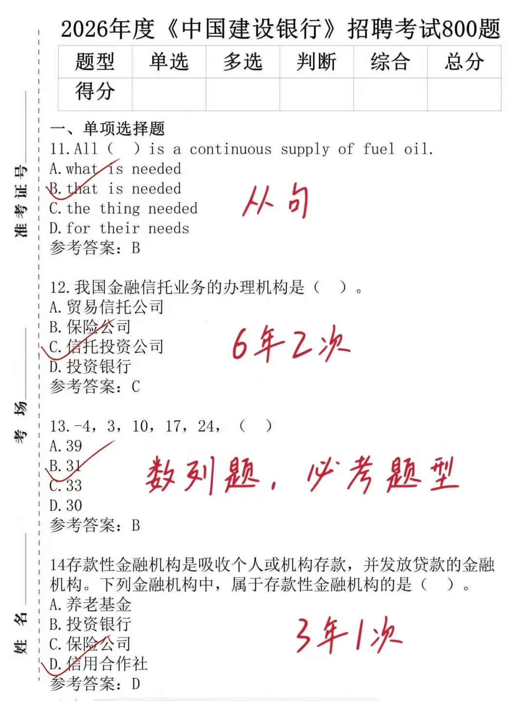 中国建设银行笔试备考进度为0的，直接看我的