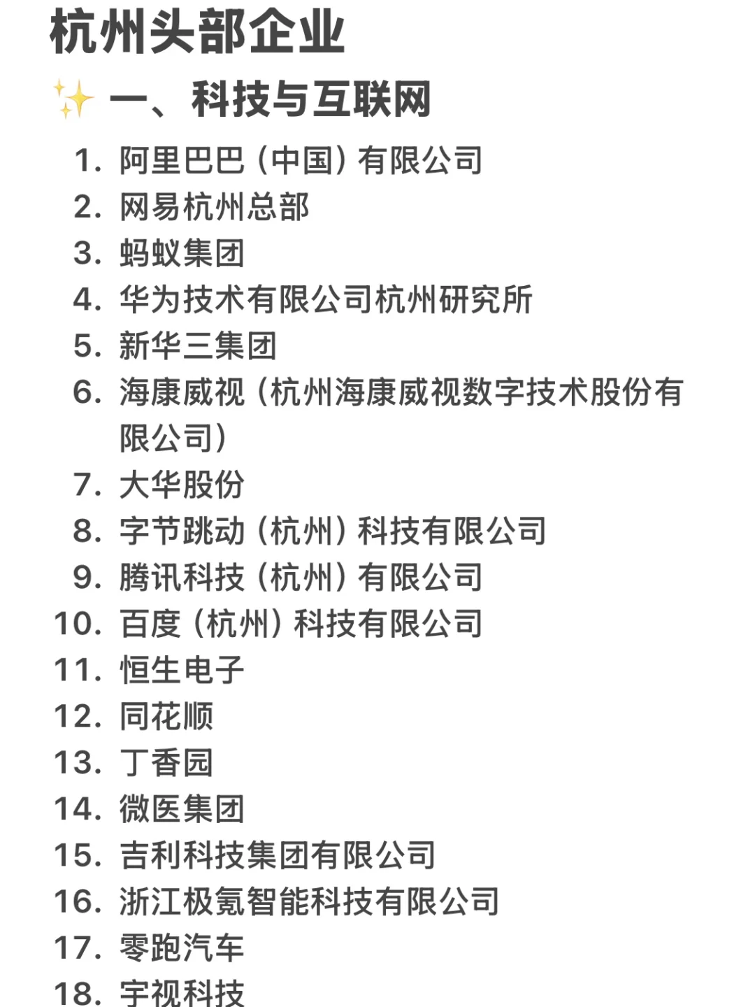 杭州头部企业