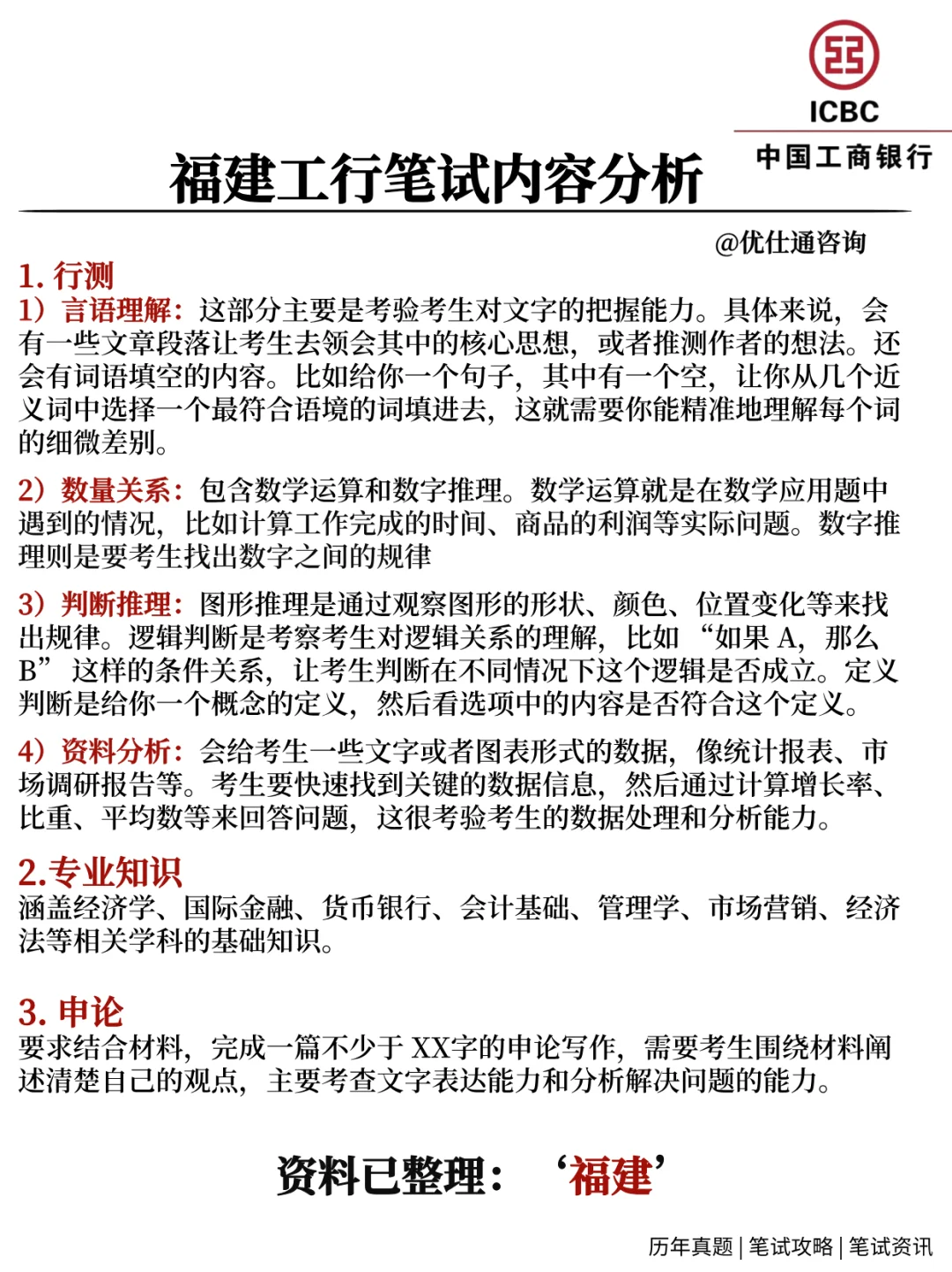 福建工行2025社招笔试考什么❓
