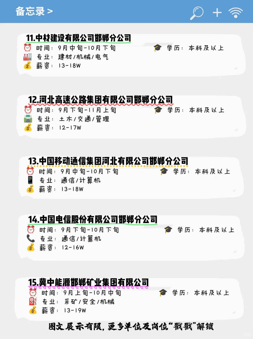 应届生可投央国企——邯郸篇！！