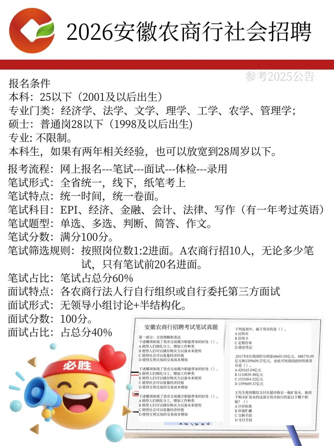 2026安徽农商行招聘