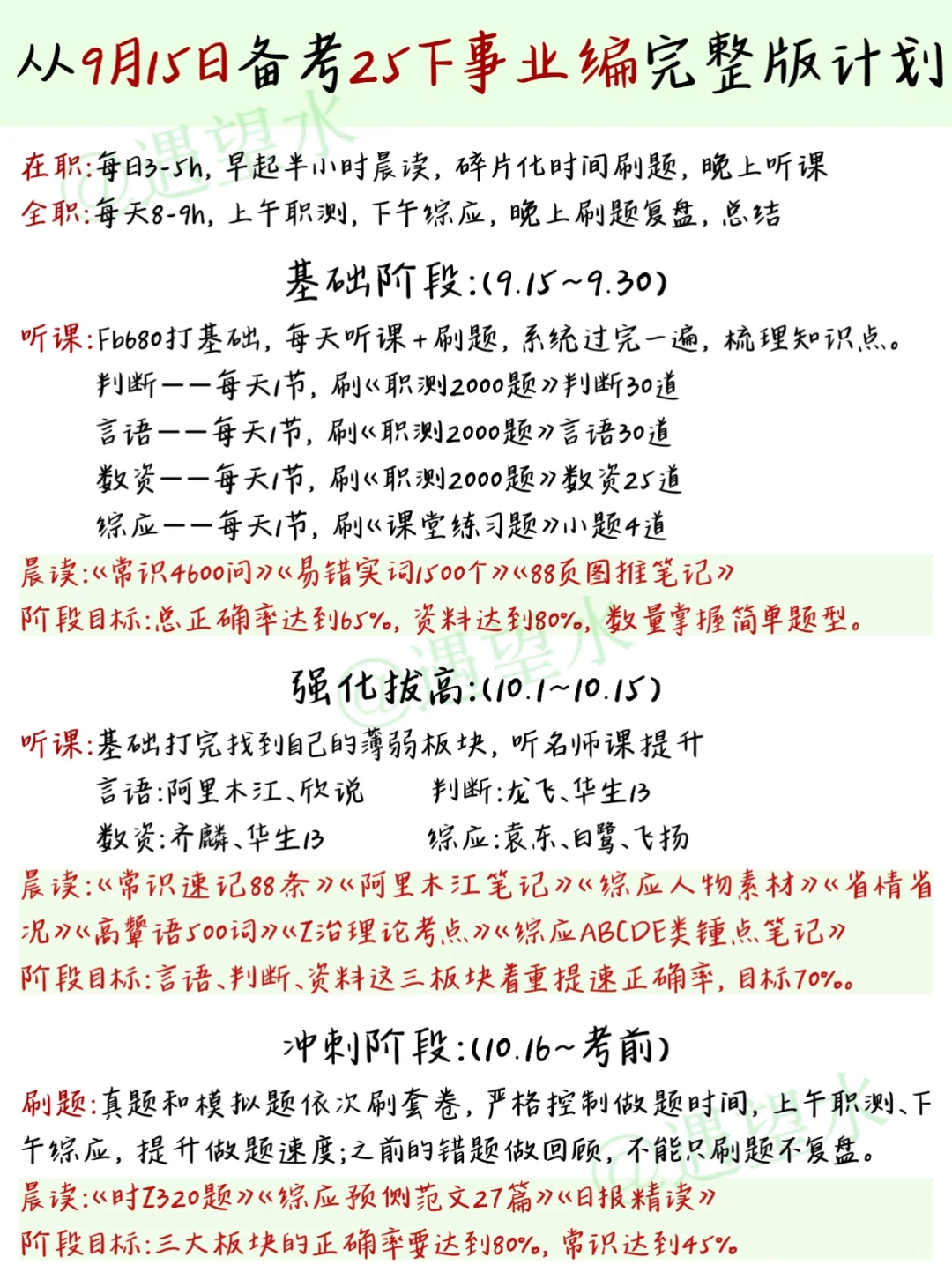 假如你从9.15开始备考事业编（平民版）