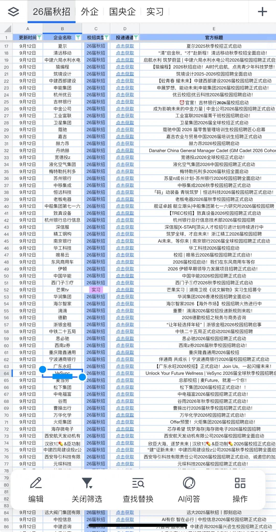 秋招有想来小众外企的姐妹么