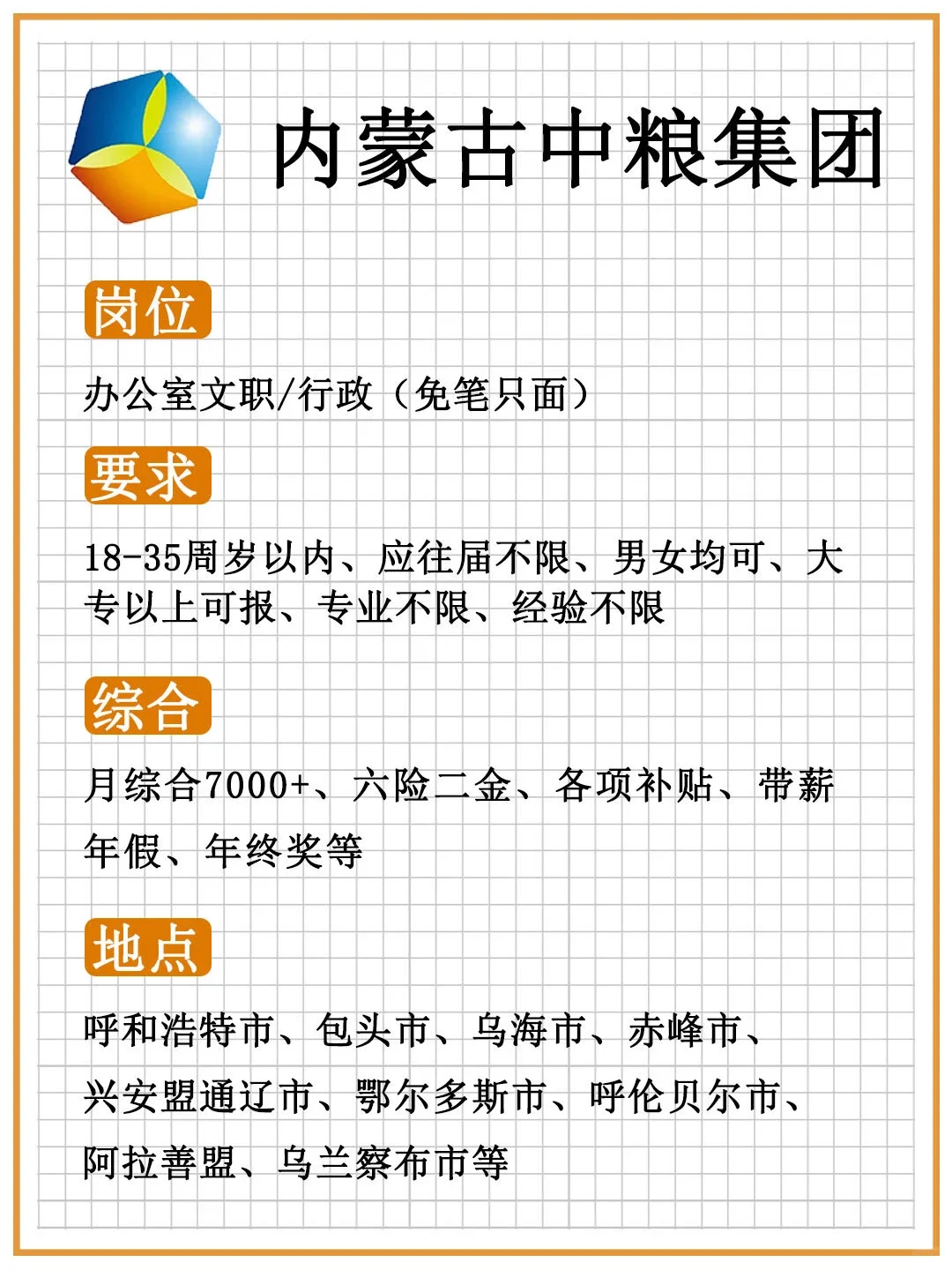 好工作它来了❗内蒙古中粮🎉投就中❗