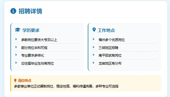 福建事业单位招聘