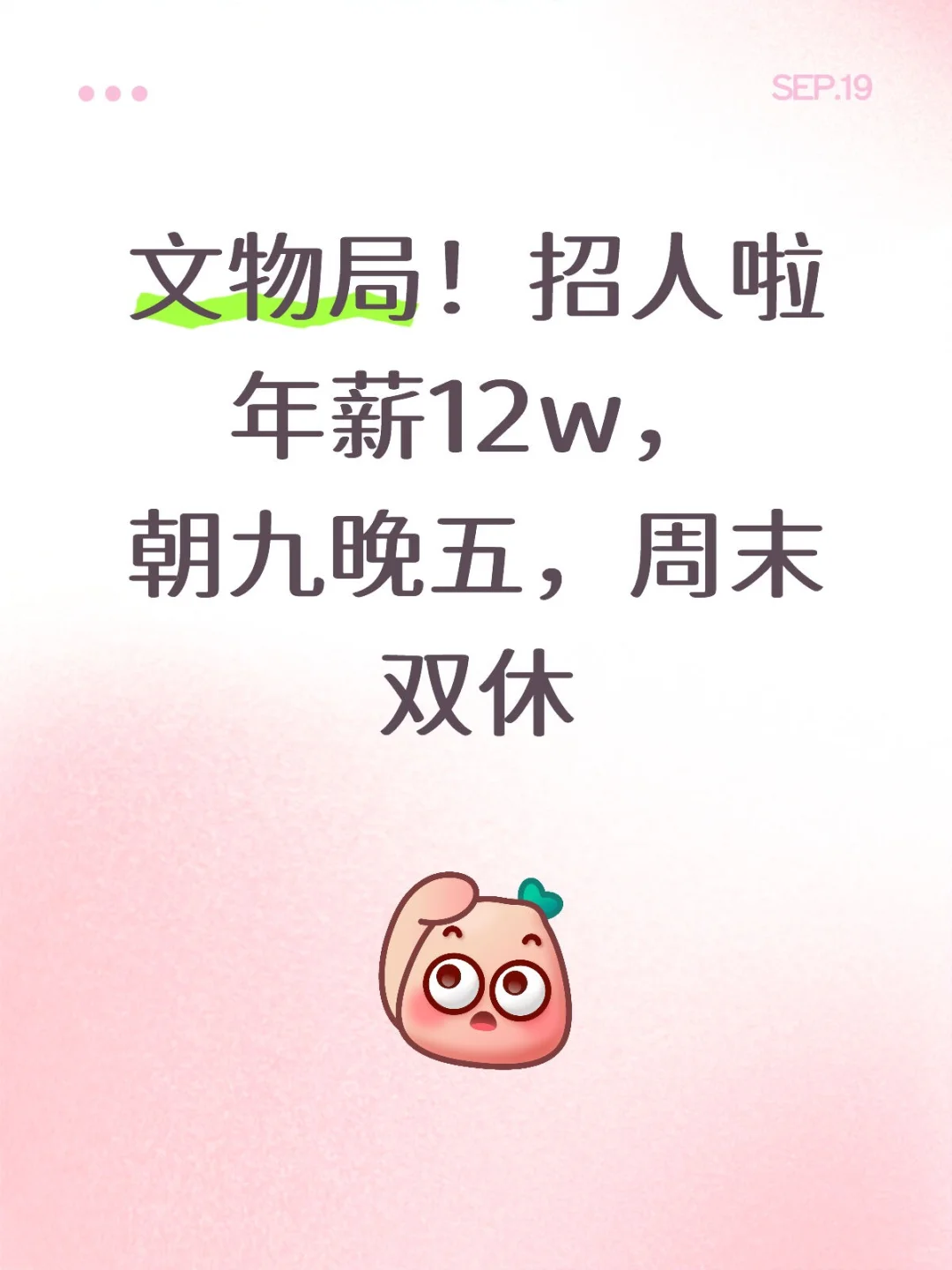文物局！招人啦