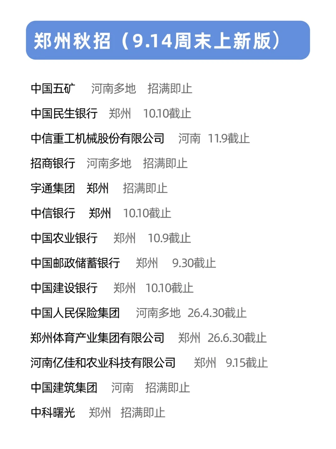 也没人告诉我！周末的郑州秋招开了这么多