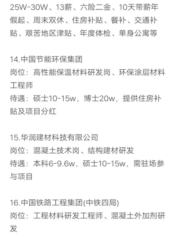 材料类专业秋招可以投的央国企
