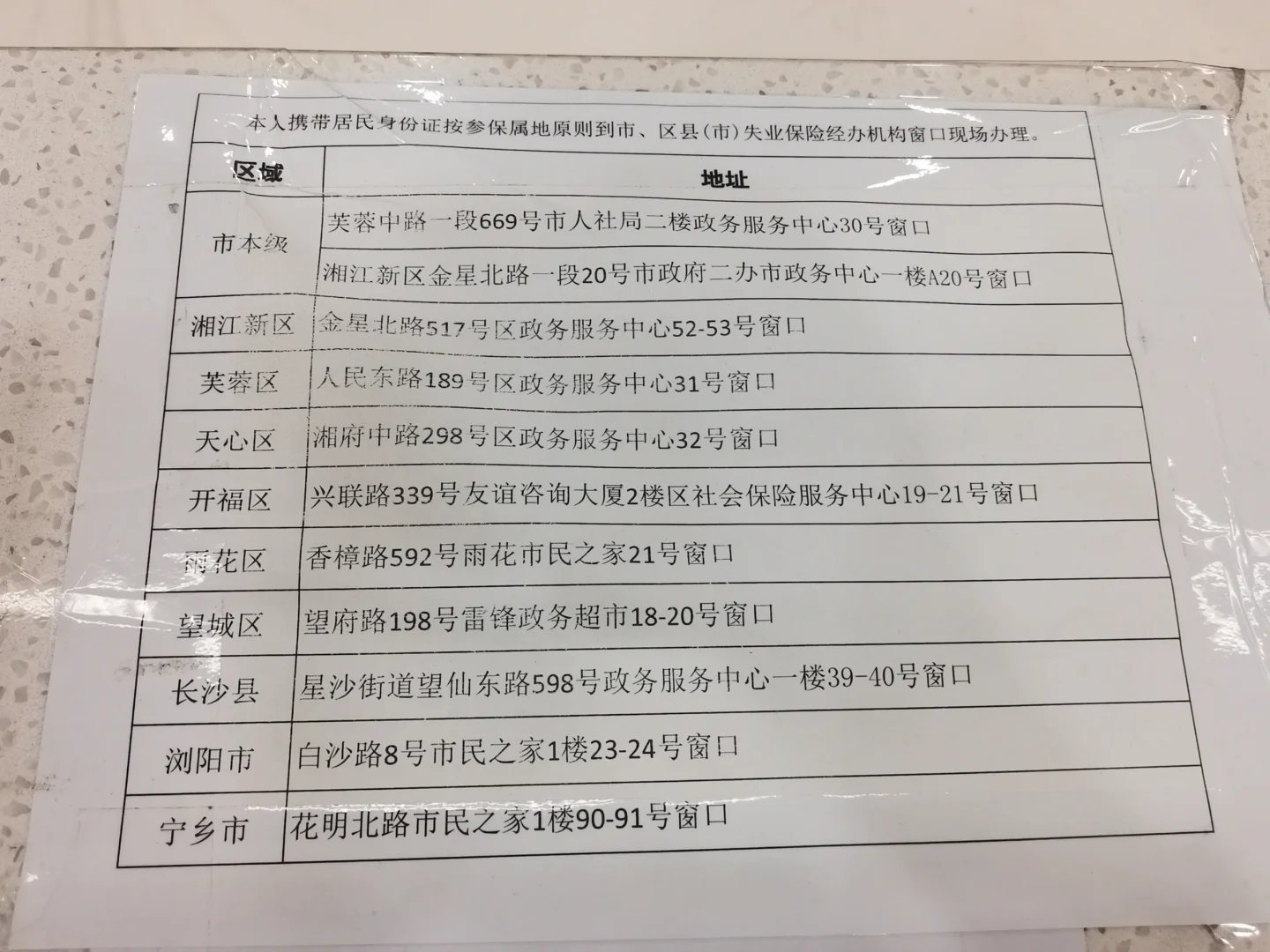 长沙失业金办理指南（附地址）