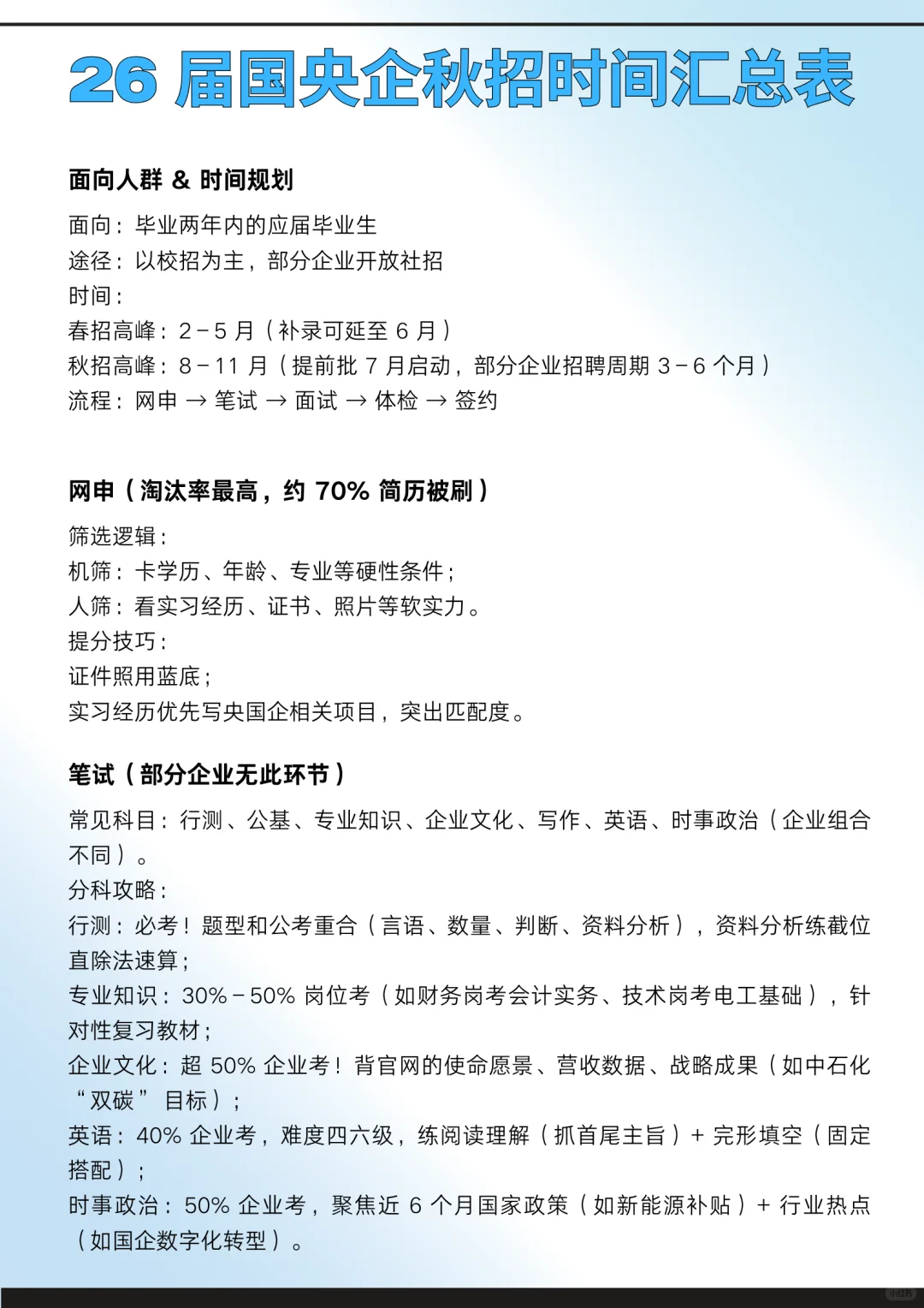 26 届国央企秋招时间汇总表
