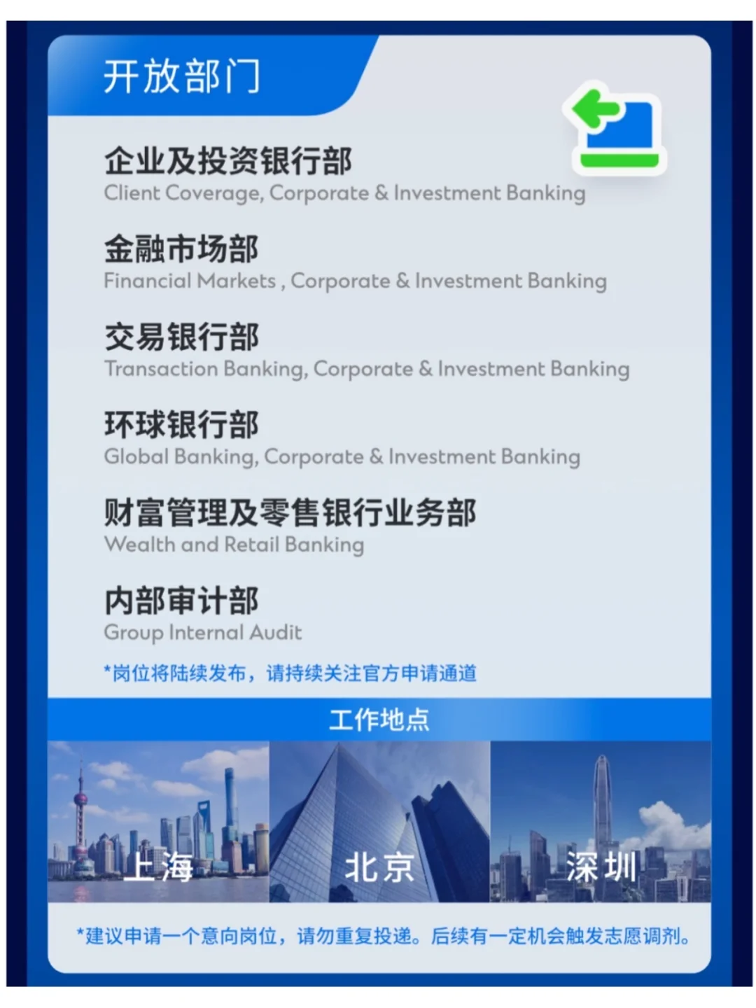 渣打2026管培生和实习生招聘开启！📍沪京深