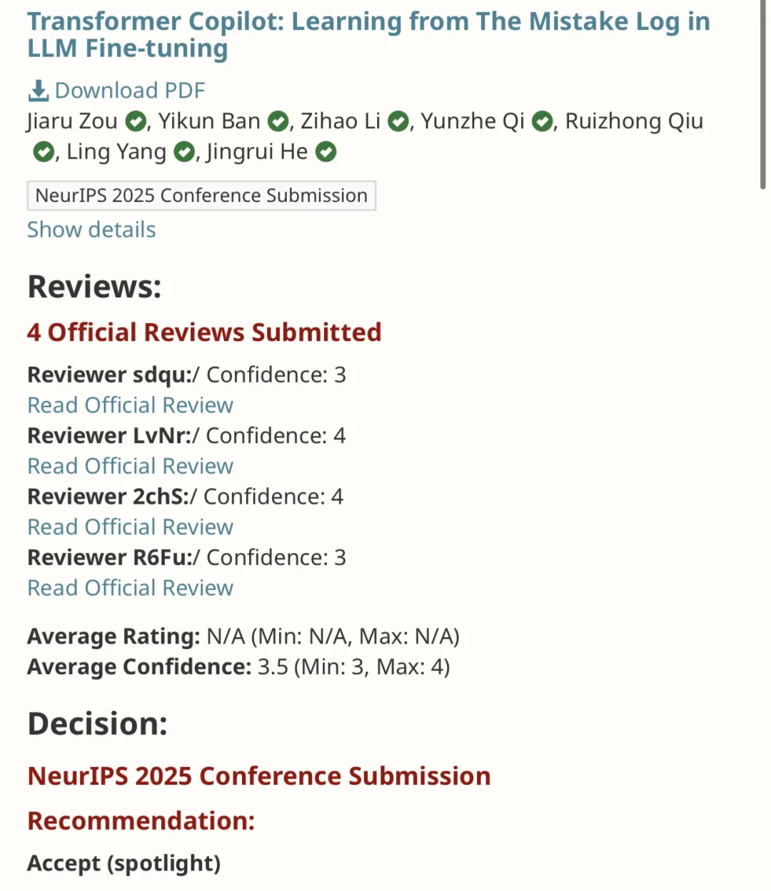 NeurIPS +5篇 Spotlight +2篇