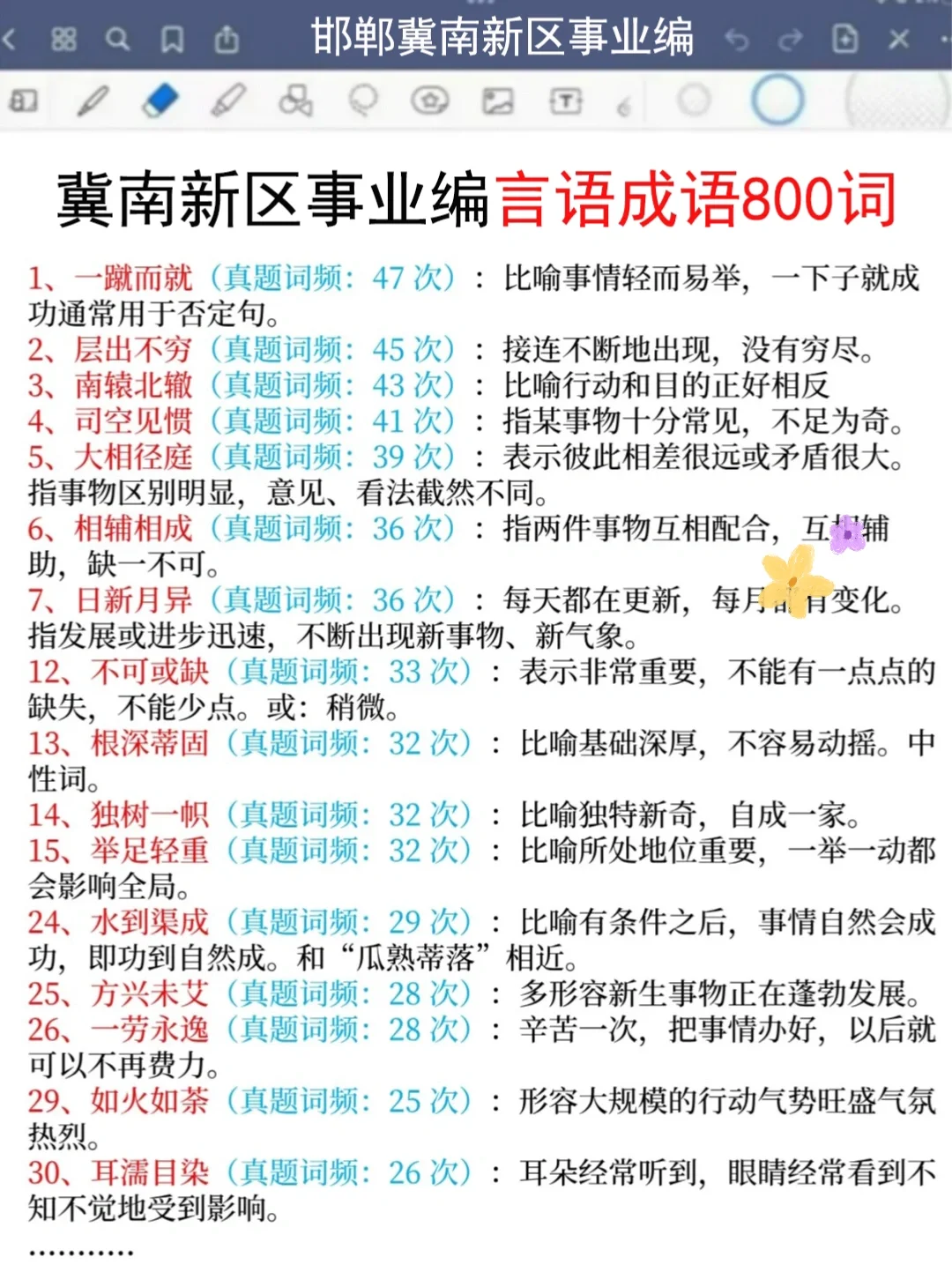 25邯郸冀南新区事业编极简背诵，5h背完90芬