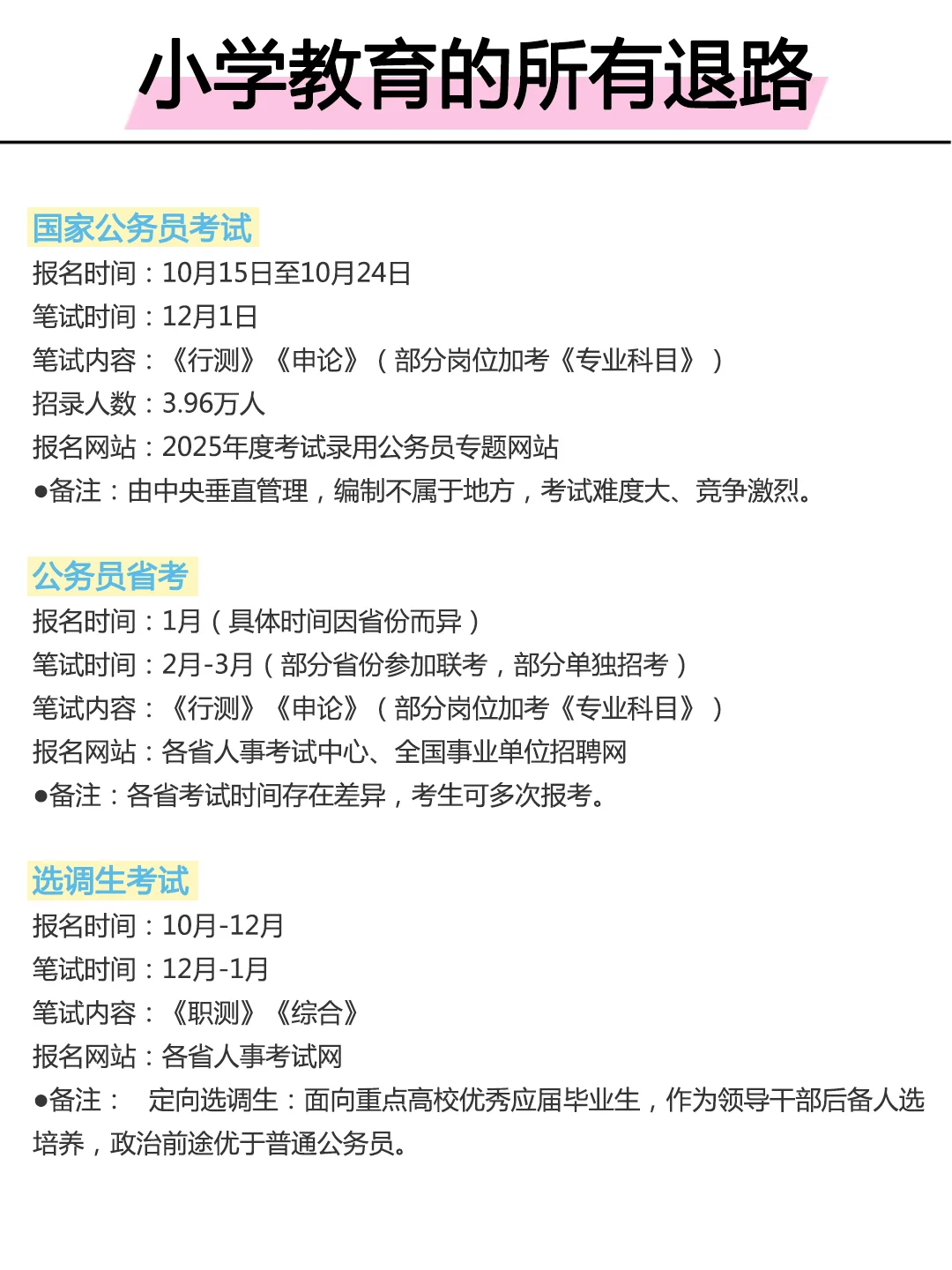 属于小学教育的所有退路来啦！！