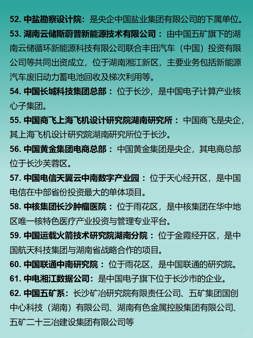 长沙打工人必看｜央企大盘点（调整版）