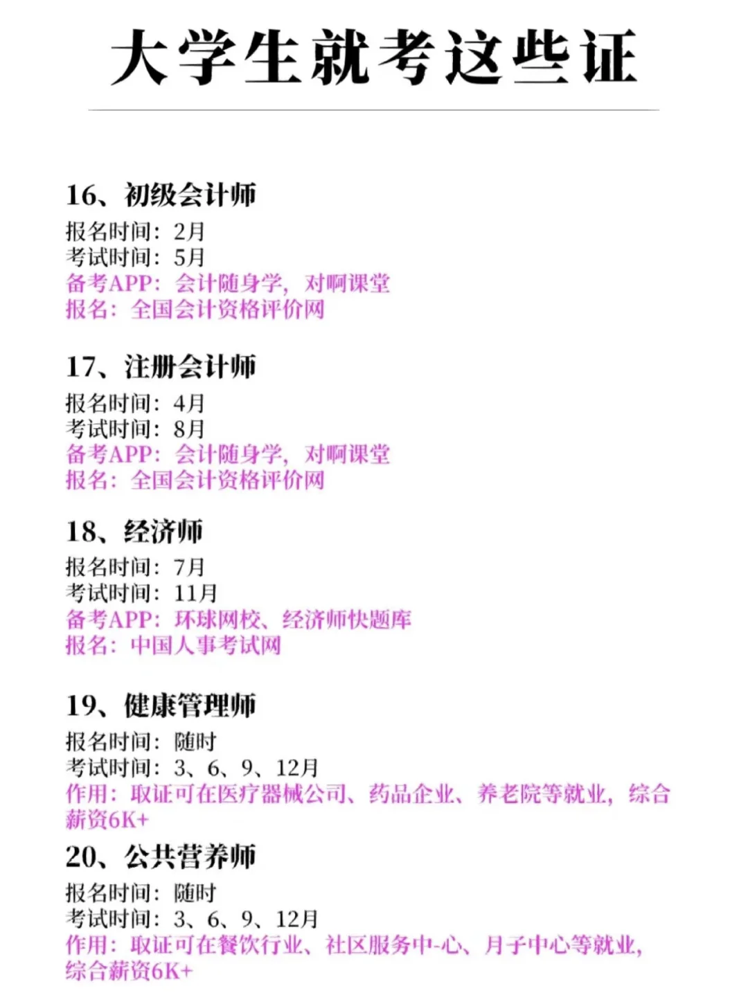大学实用证书一览！